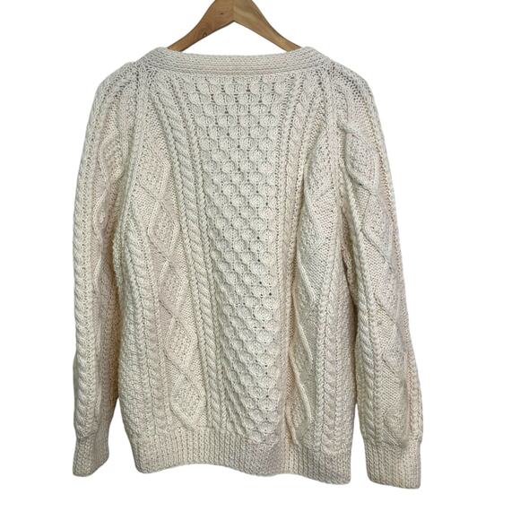 Magee HandKnits Made in Ireland Pure New Wool Cream Irish Knit Cardigan Sweater - Picture 5 of 10